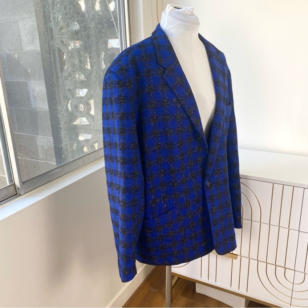 Vintage Bill Tornade Check Paris Wool Blazer (Made in France), Size L - Picture 4 of 10